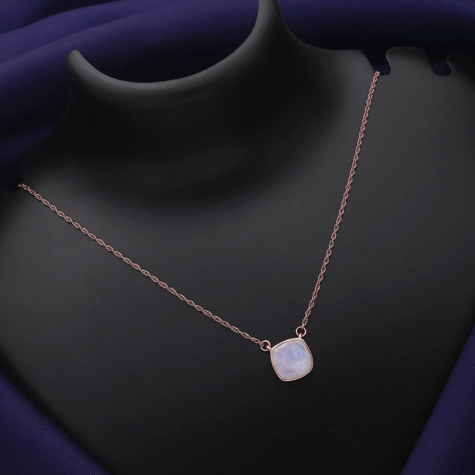 Pure Silver Necklace - Rosy White Quartz Pendant Necklace