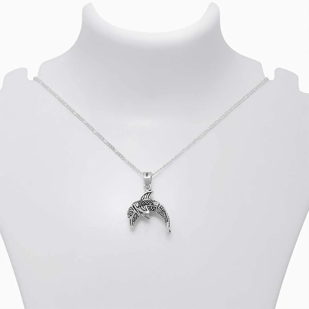 Pure Silver Pendant - Diving Dolphin