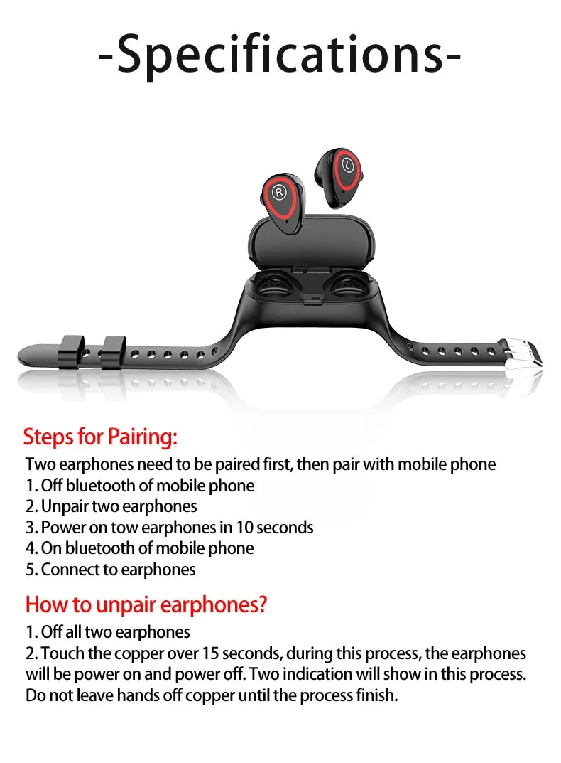 Quality smart watch   Bluetooth earphone earbuds