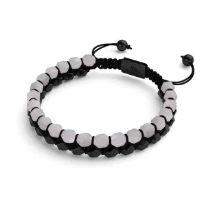 Quartz & Black Agate | Gunmetal | Double Geom Bracelet