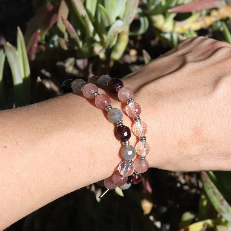 Quartz Love Gemstones Wrist Mala Bracelet