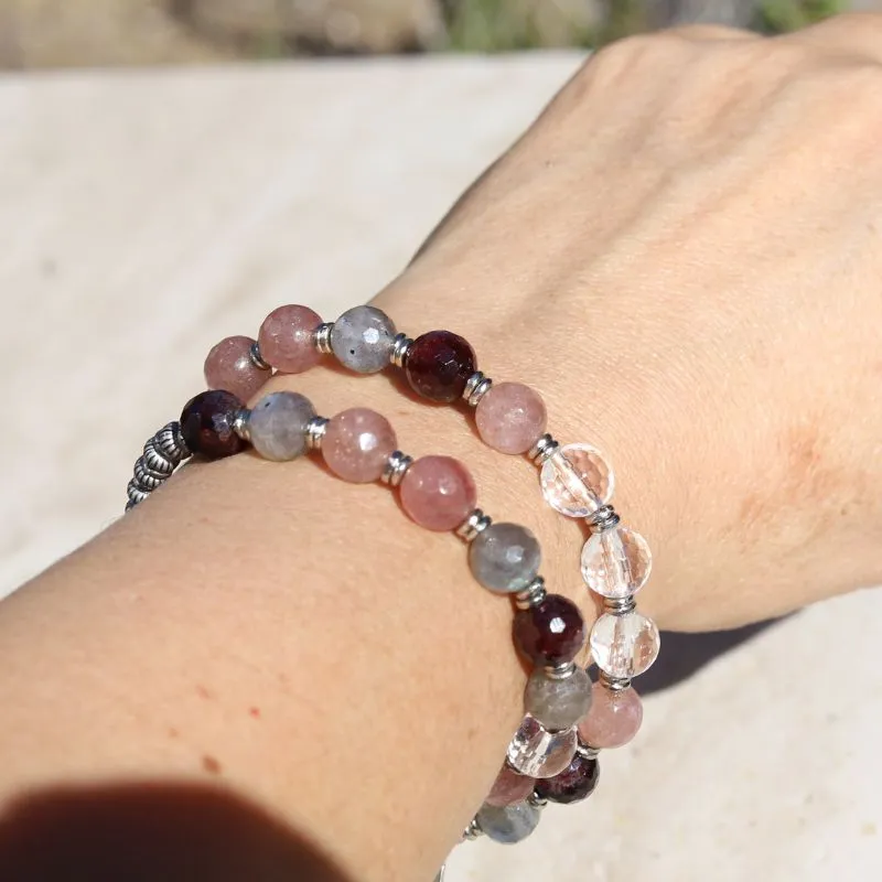 Quartz Love Gemstones Wrist Mala Bracelet