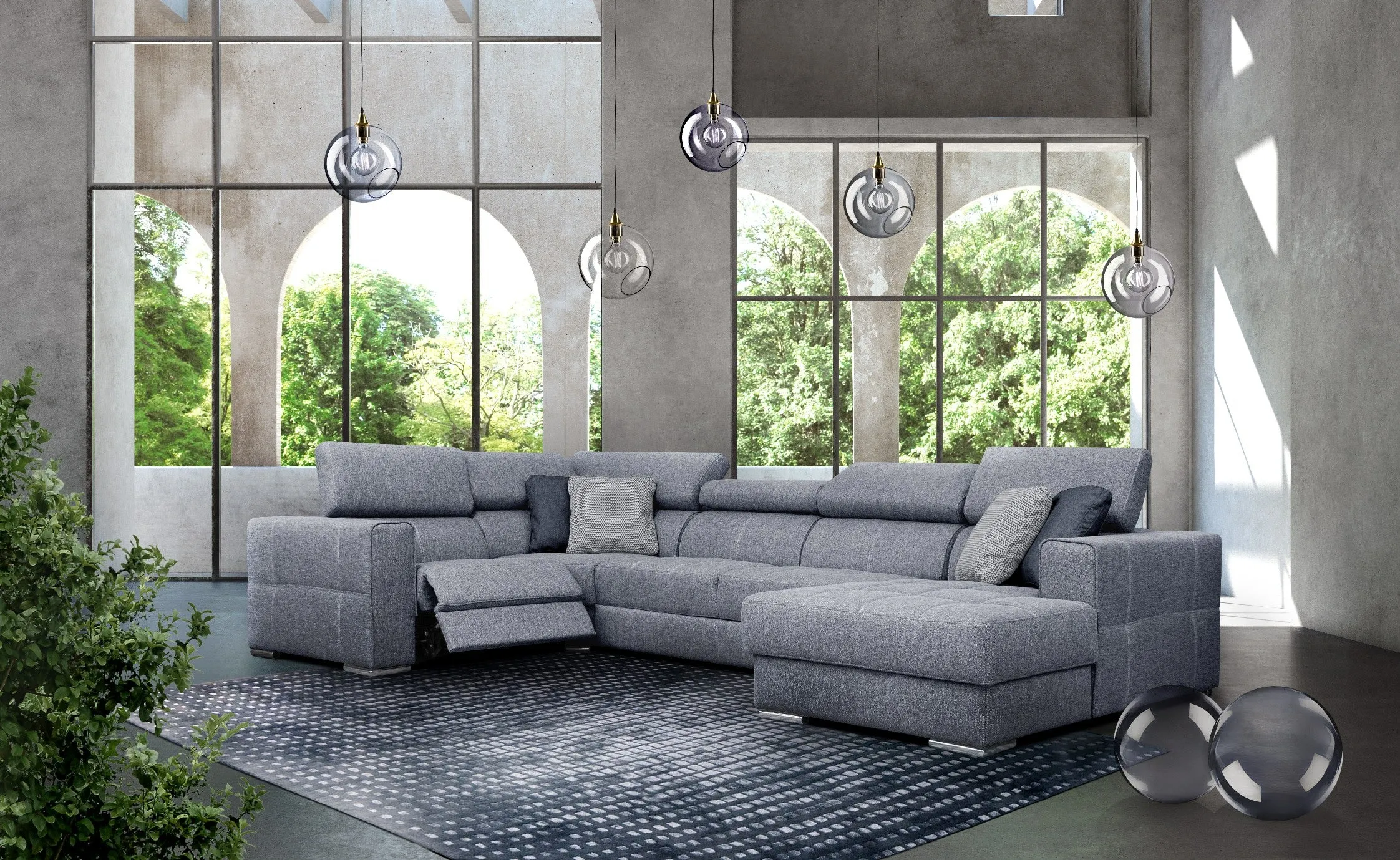 Quartz Sectional Right w/Electric Recliner and Bed SET