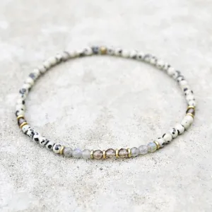 "Balance and Good Luck" Dalmatian Jasper and Labradorite Anklet