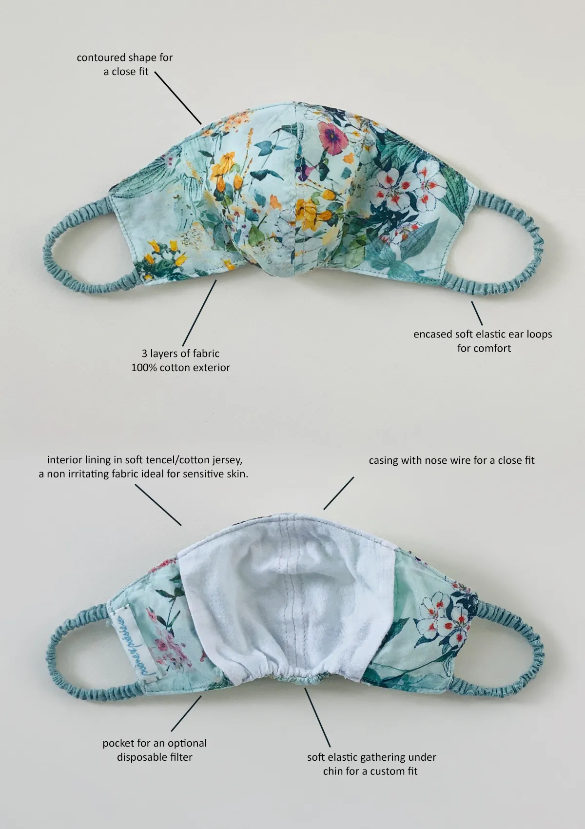 "Be Safe. Be Kind" Heirloom Mask - Swiss Dot & lace, Vintage Ivory