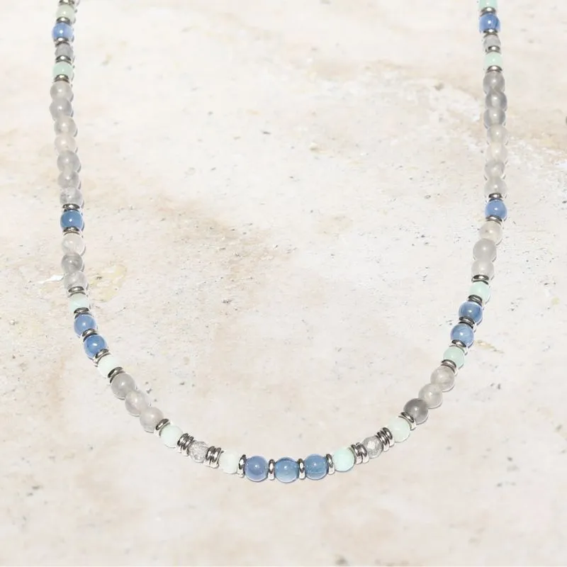 "Calm" Kyanite Quartz and Amazonite Delicate Necklace