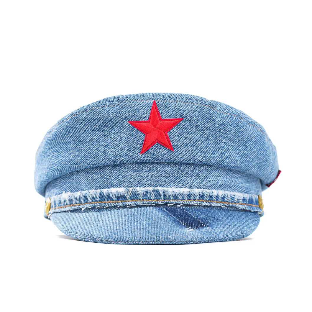 "Denim Revival: Custom-Crafted Upcycled Levi's Jean Caps by Toukitsou