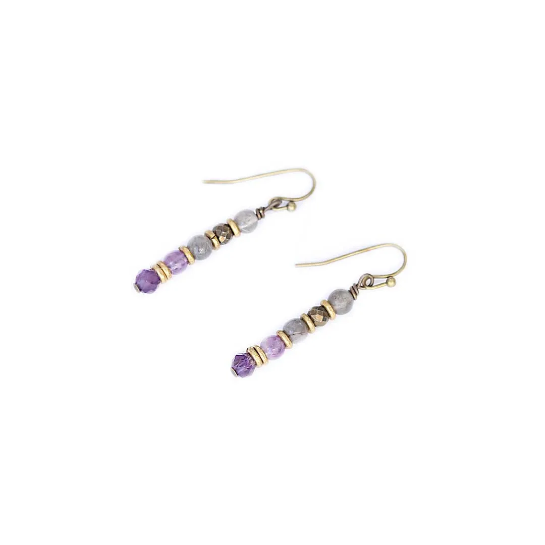 "Emotional Healing" Cloudy Quartz and Amethyst Earrings