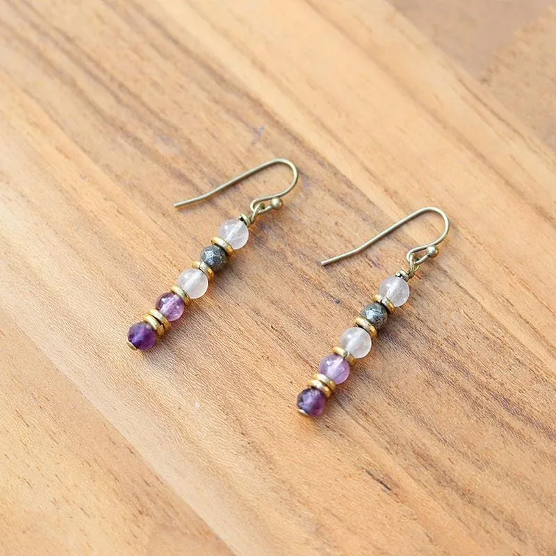 "Emotional Healing" Cloudy Quartz and Amethyst Earrings