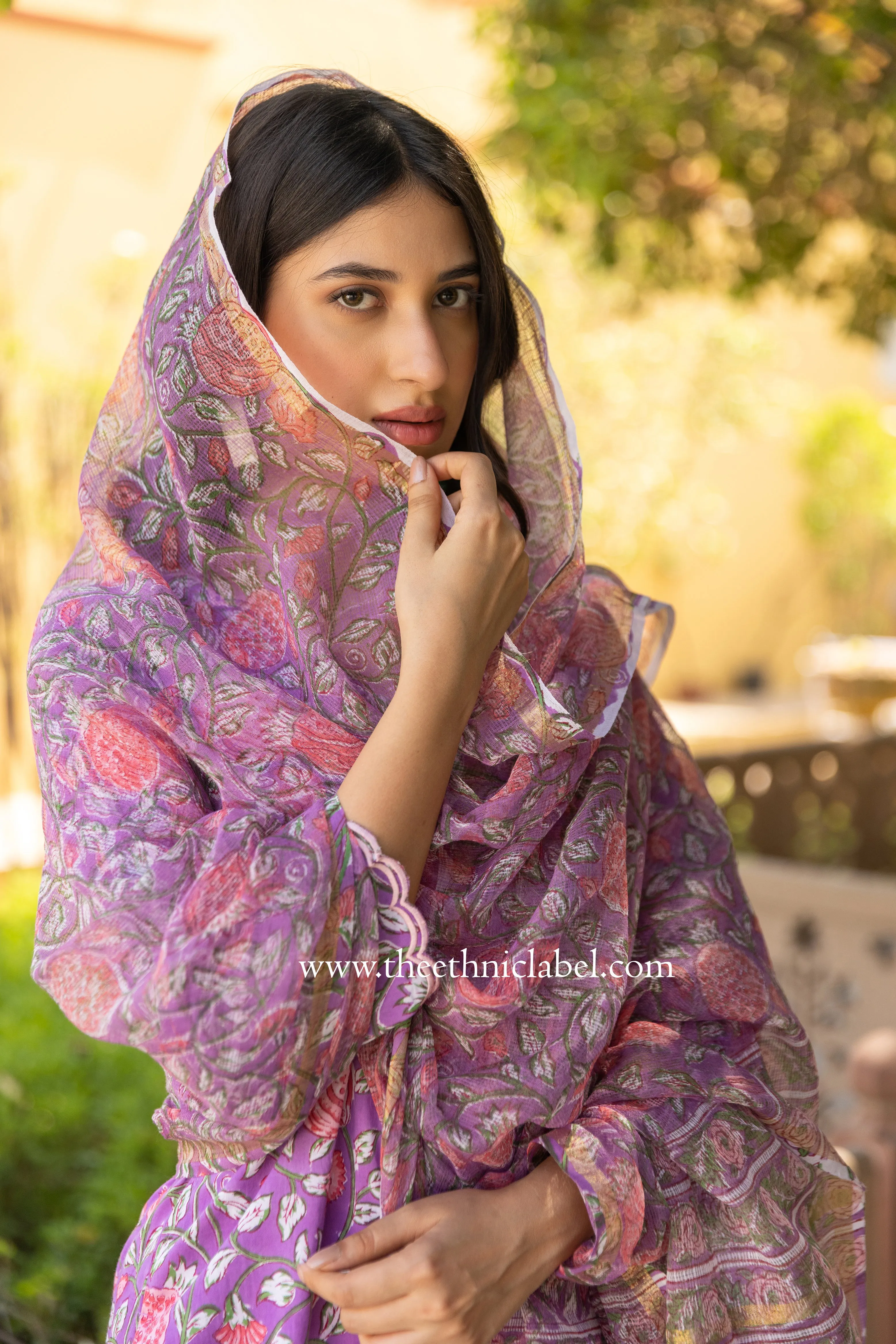 "Hanvita" Scalloped Cotton kurta with Dupatta-2pc