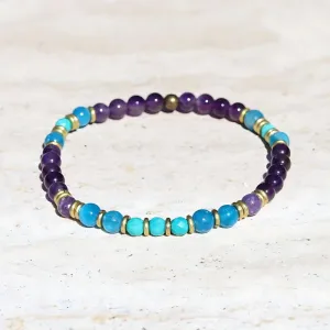 "Healing & Gratitude" Amethyst and Apatite Beads Delicate Bracelet