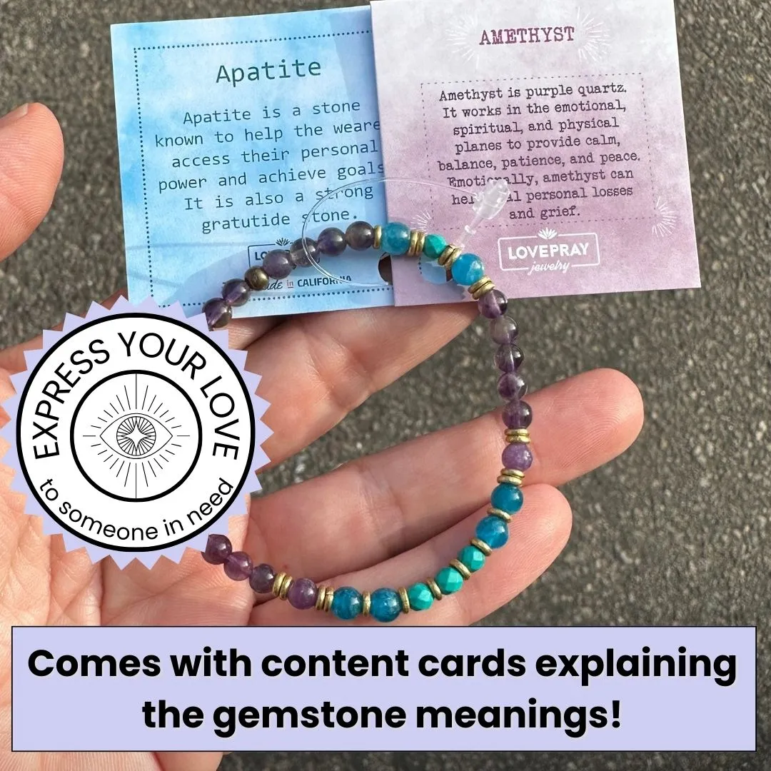 "Healing & Gratitude" Amethyst and Apatite Beads Delicate Bracelet