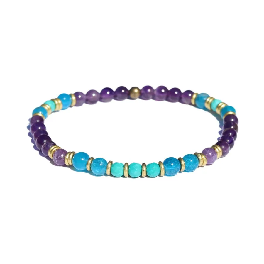 "Healing & Gratitude" Amethyst and Apatite Beads Delicate Bracelet
