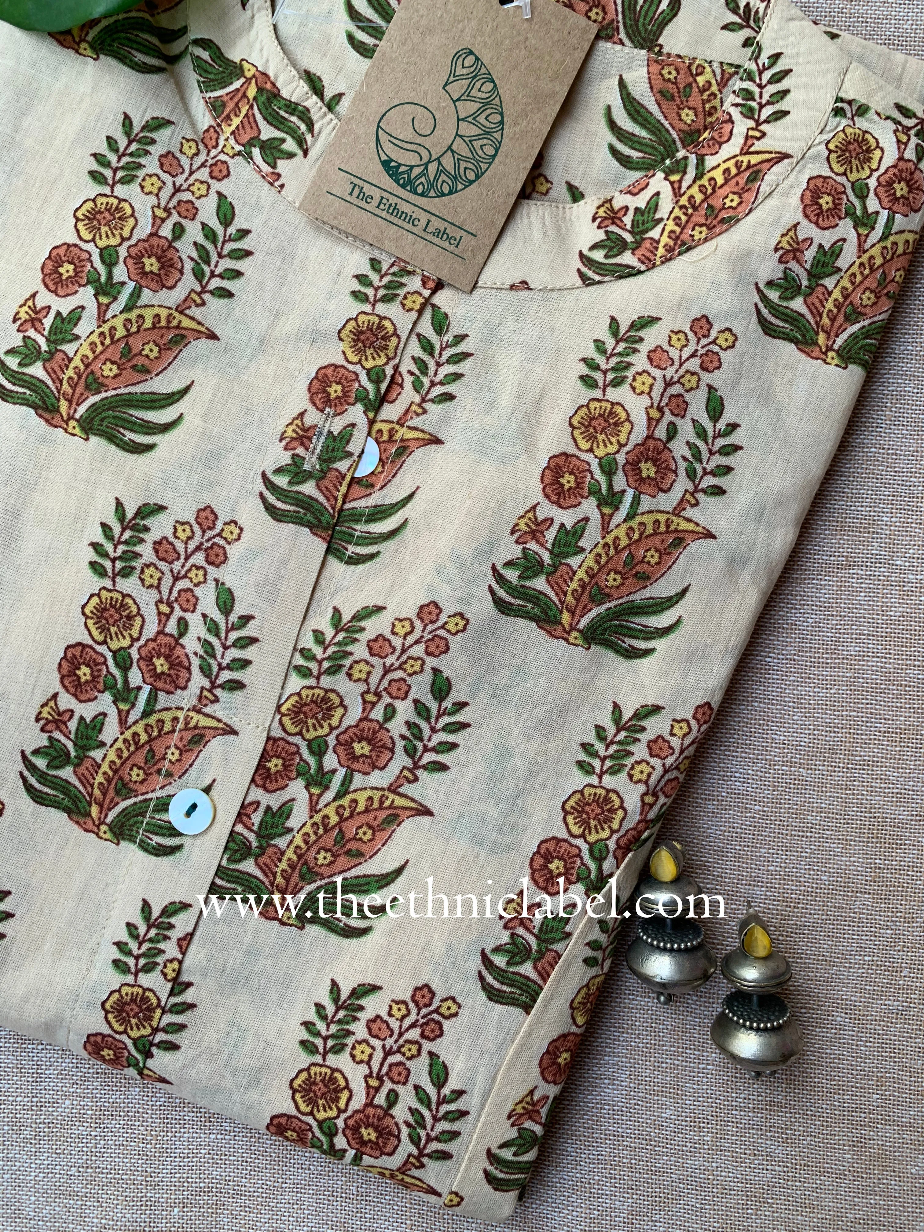 "Padma" Mughal "A" line Cotton kurta