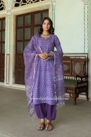 "Panghat" hand Block Printed Cotton kurta with Dupatta-2pc