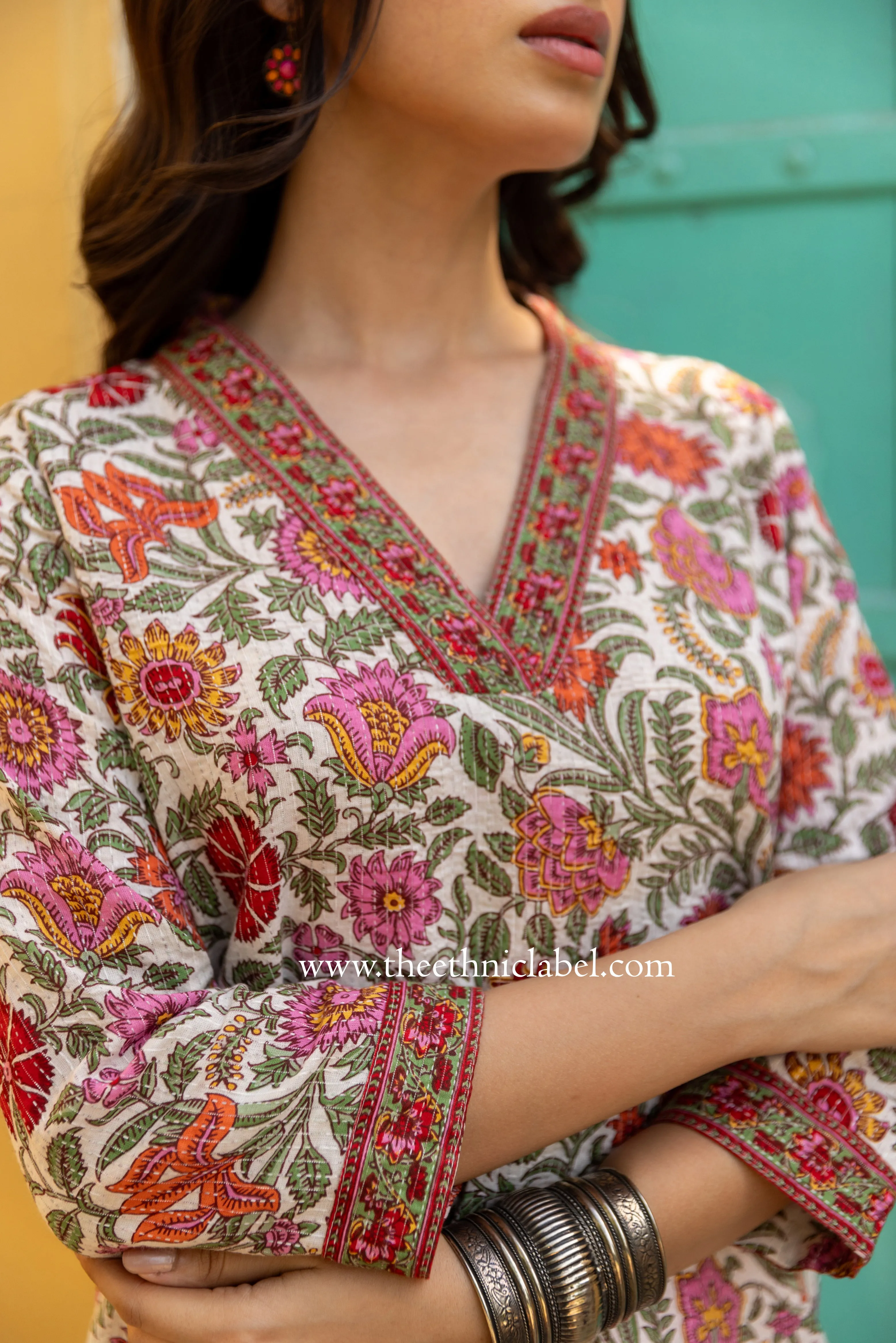 "Parveen" Floral Cotton kurta