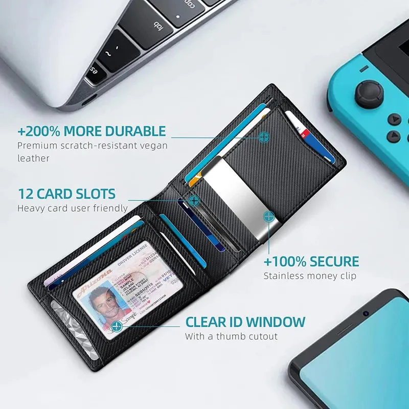 "RFID Carbon Fiber Luxury Wallet – Slim & Stylish Card Holder for Men"