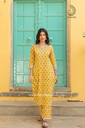 "Vasant" Hand Block Printed Cotton Co-ord Set - 2 pc
