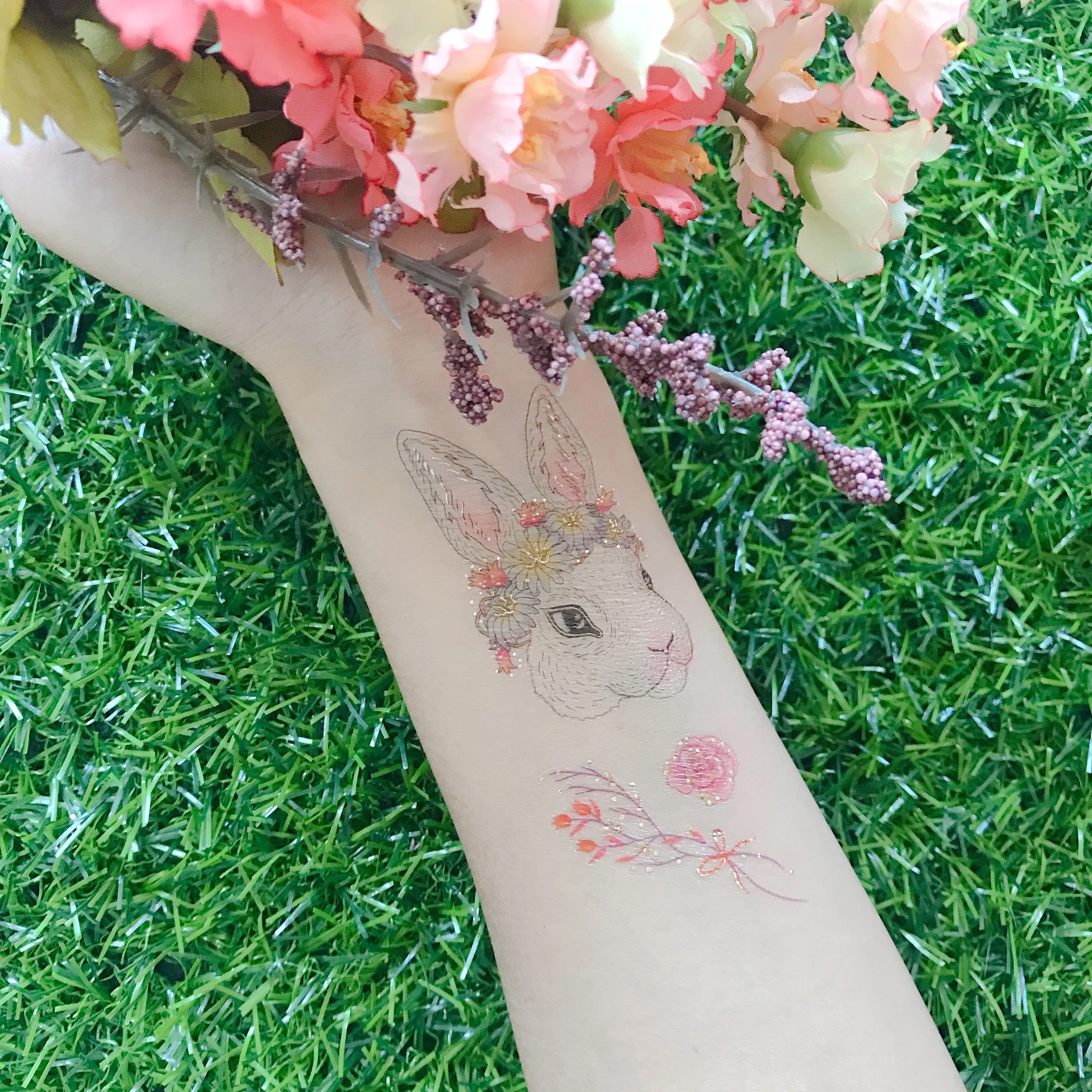 Rabbit In The Garden Temporary Tattoo