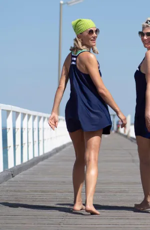 Racer Back Rashie Dress nautical navy and seafoam aqua