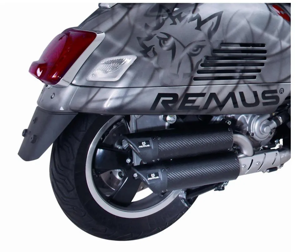 Racing Exhaust REMUS Dual Flow Carbon | Vespa GTS Models i.e. 125-300cc (-`16)