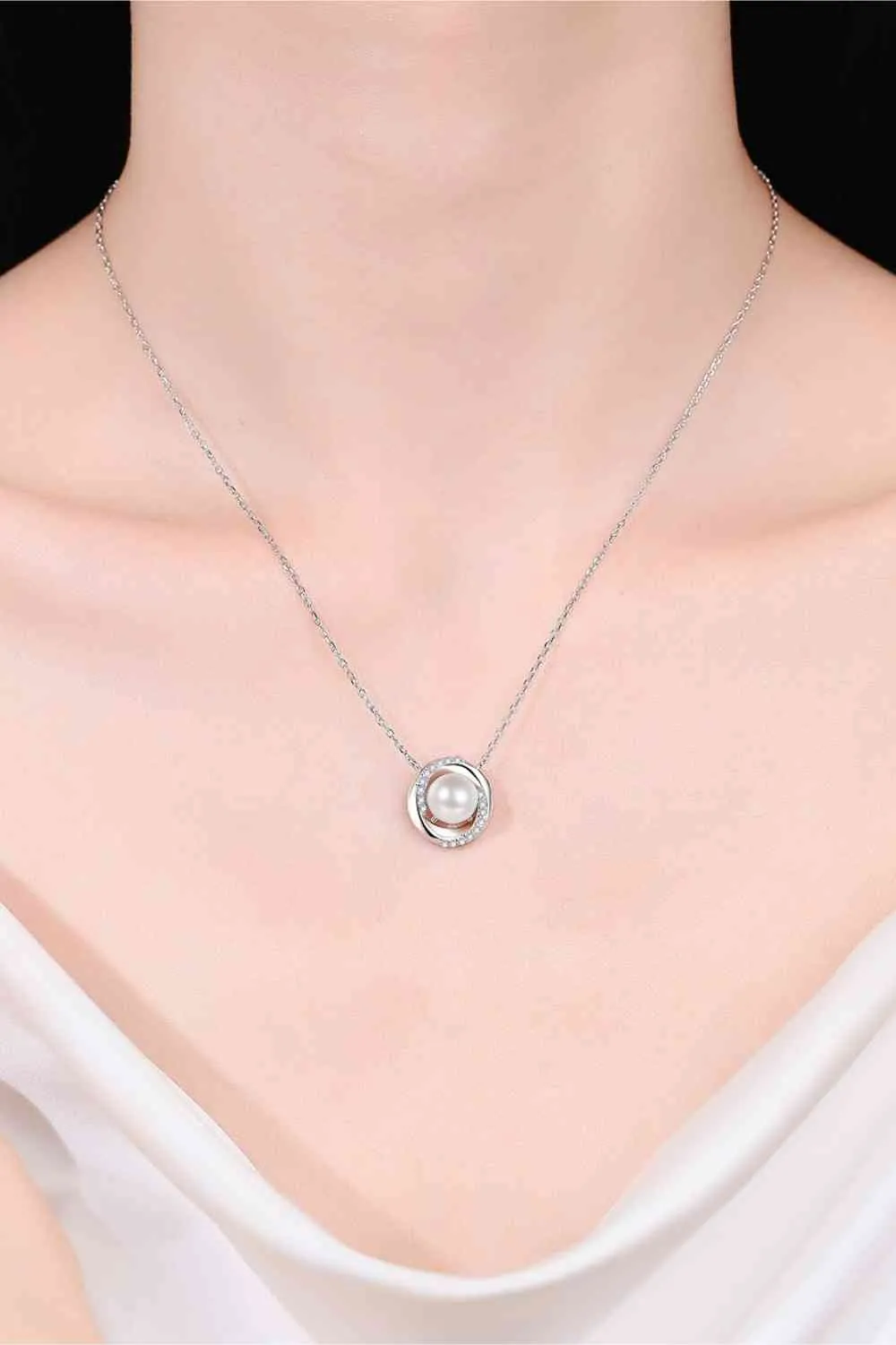 Radiant Moissanite Pearl Necklace