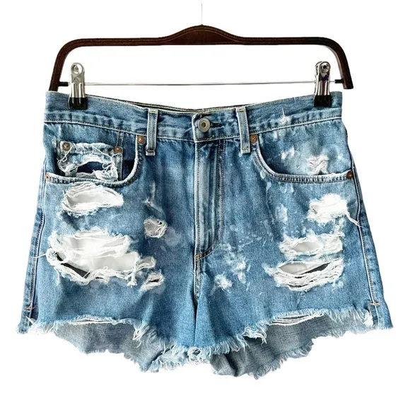 Rag &amp; Bone Justine High Waist Destroyed Denim Shorts | 28