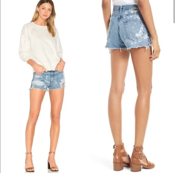Rag &amp; Bone Justine High Waist Destroyed Denim Shorts | 28