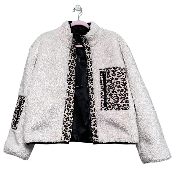 Rails Dean Jacket - Ivory Leopard Mix Sherpa Jacket.