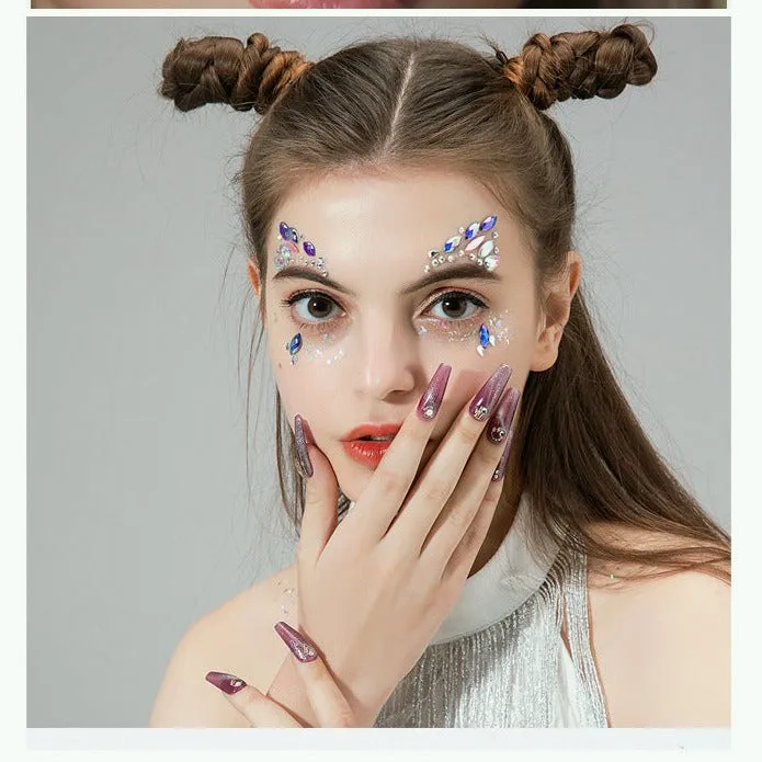 Rainbow Tears Gem Stones Face Temporary Tattoos Stickers