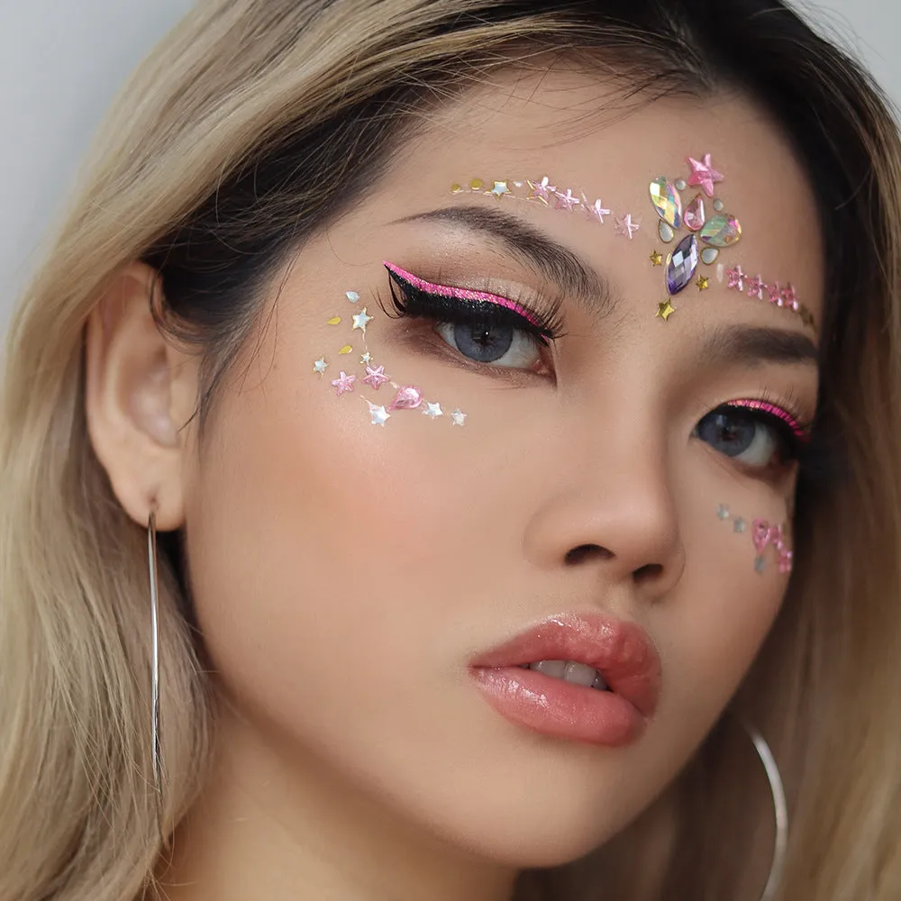 Rainbow Tears Gem Stones Face Temporary Tattoos Stickers
