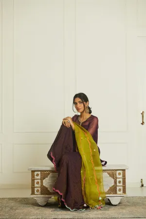 Raji Ramniq Mehezebeen Collection Purple Green Organza Payala  Gharara Set Kurta Mb-103
