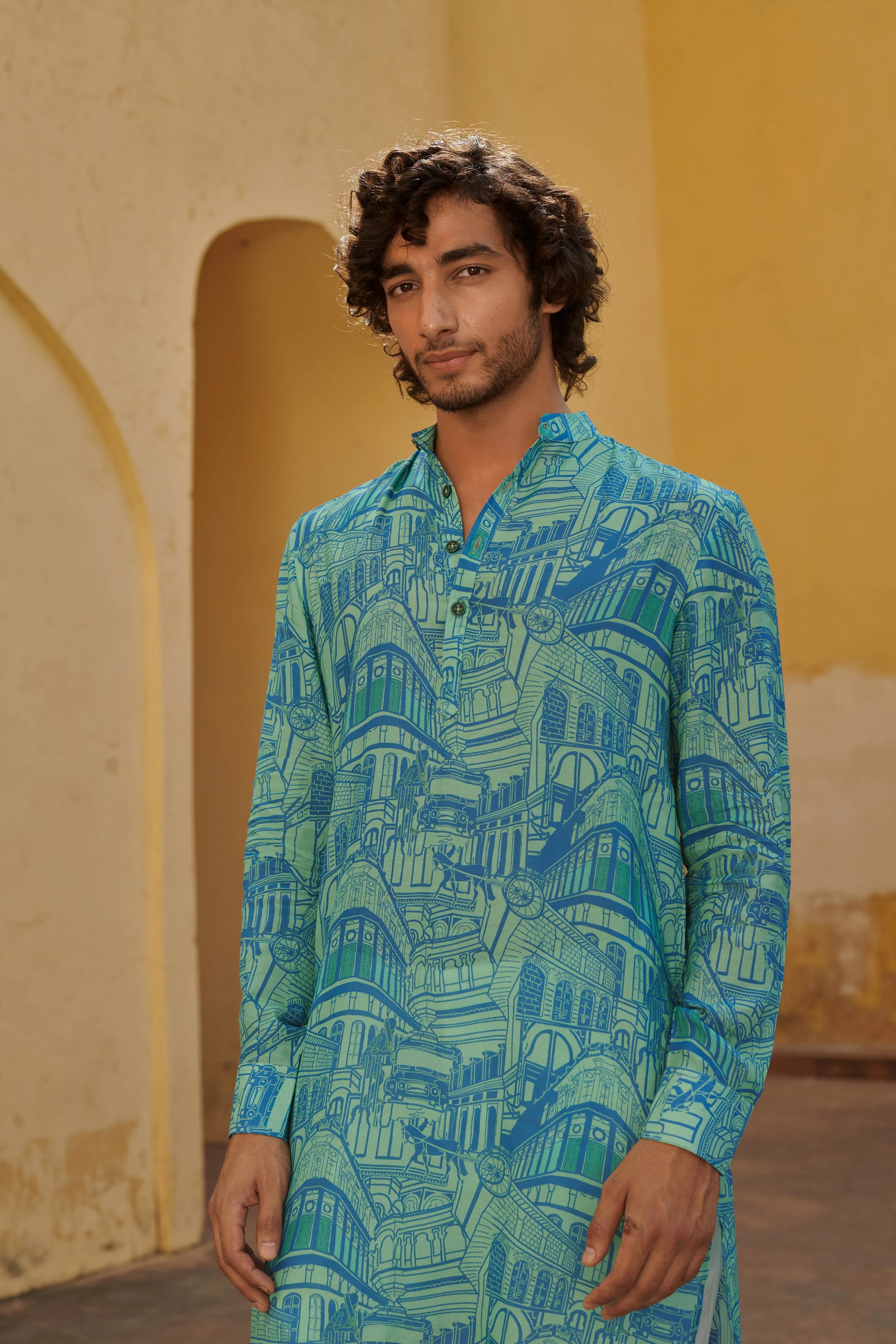 Rampuria Haveli Blue Ganganagery Kurta