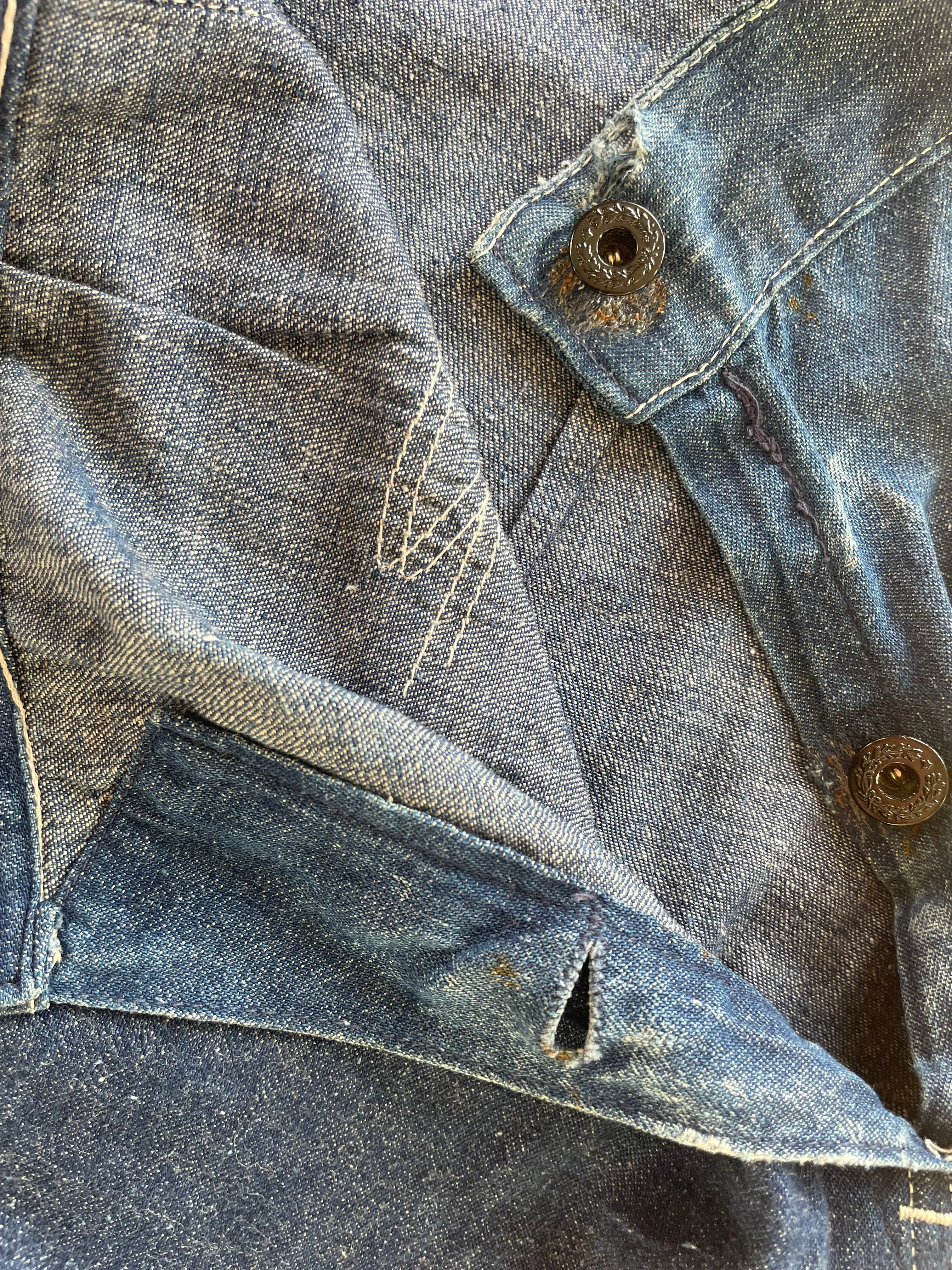 Rare WW2 Era 1940s Women’s Factory-Made Double Side Button Workwear Denim