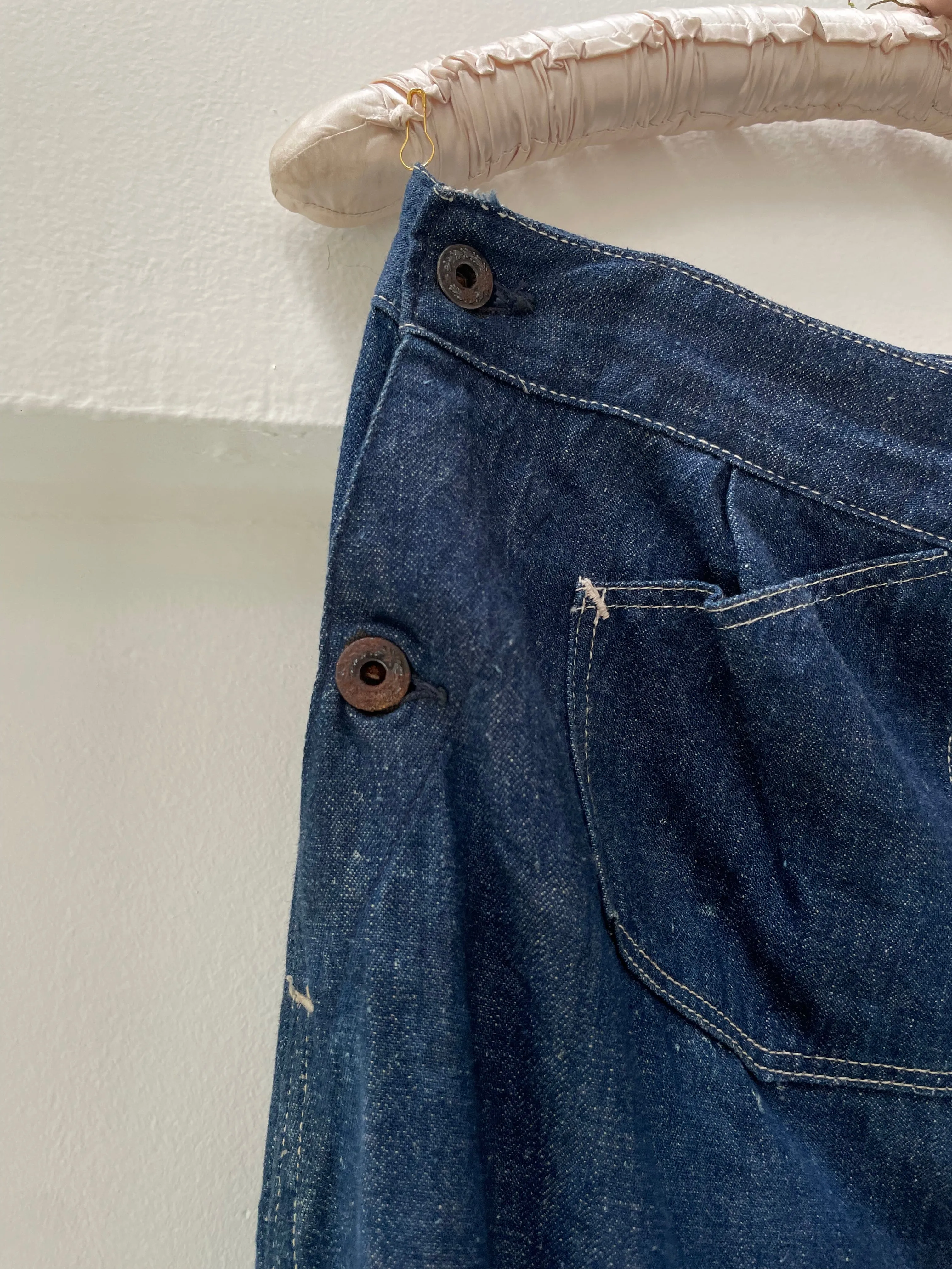 Rare WW2 Era 1940s Women’s Factory-Made Double Side Button Workwear Denim