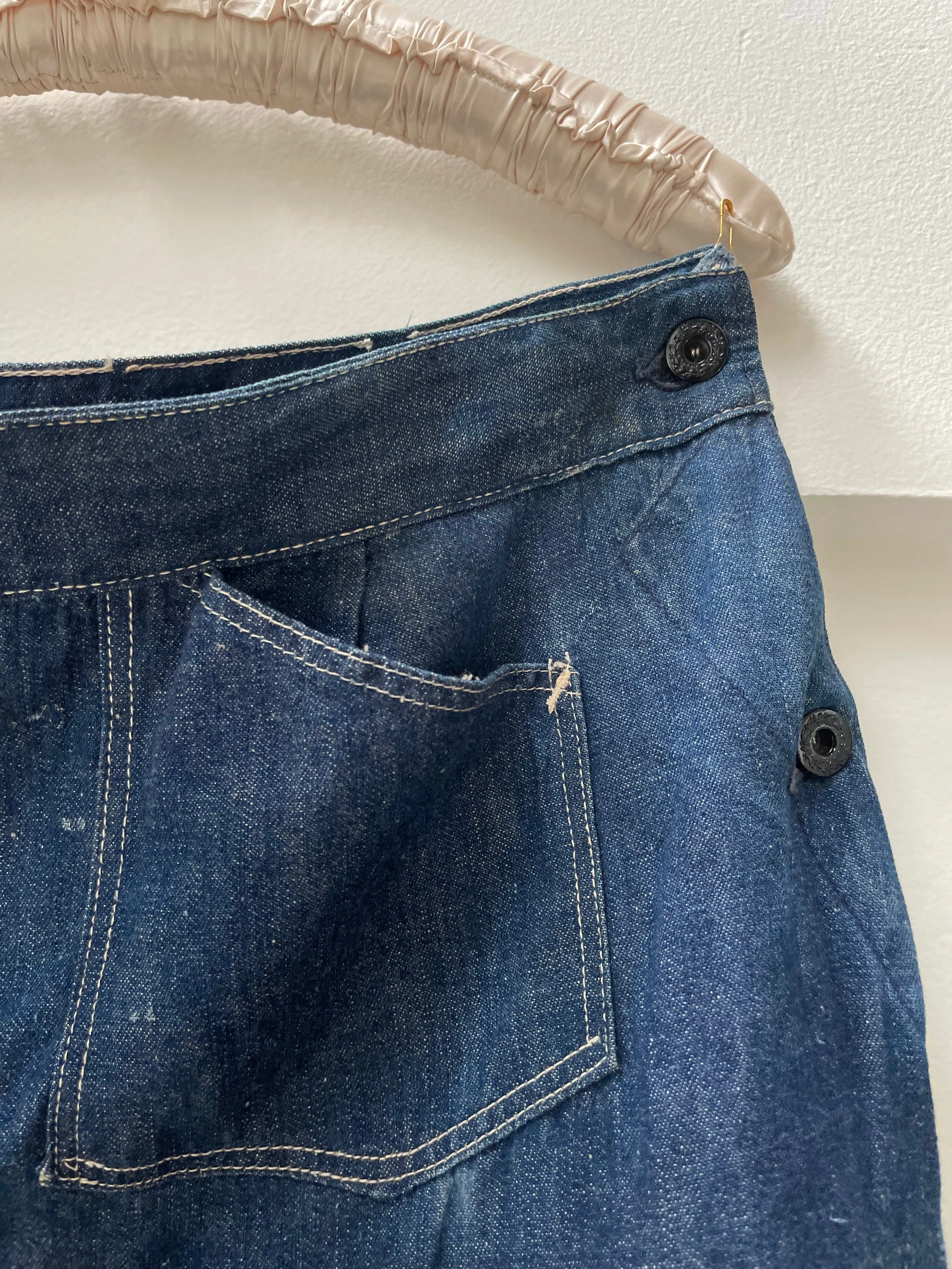 Rare WW2 Era 1940s Women’s Factory-Made Double Side Button Workwear Denim