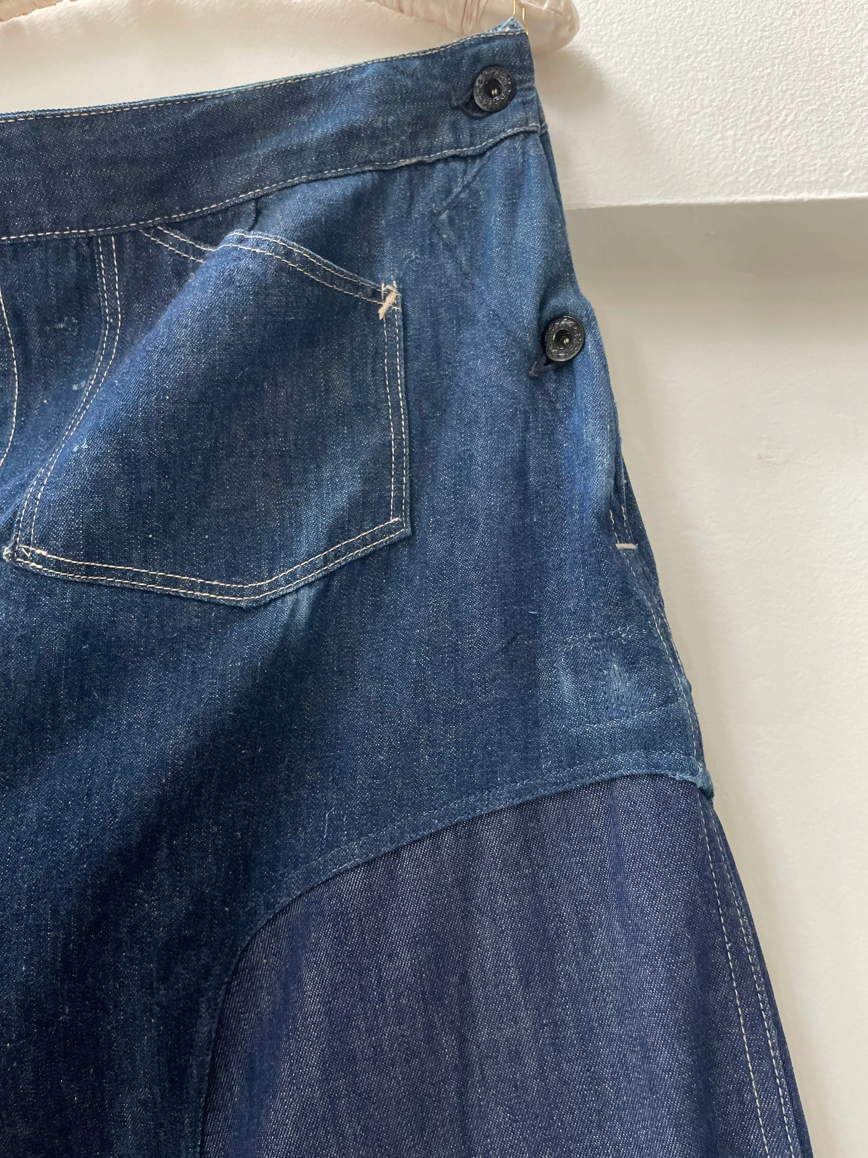 Rare WW2 Era 1940s Women’s Factory-Made Double Side Button Workwear Denim