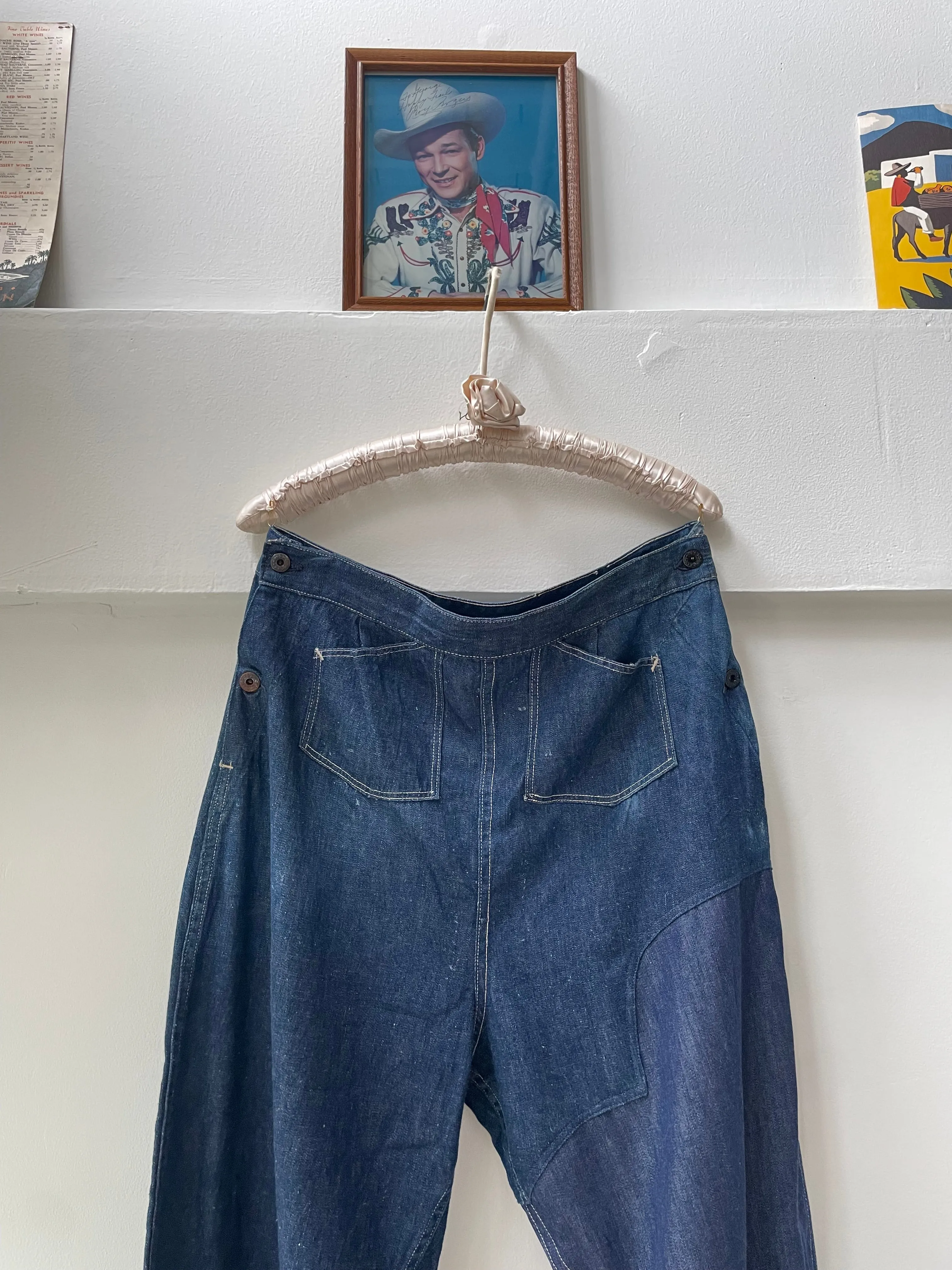 Rare WW2 Era 1940s Women’s Factory-Made Double Side Button Workwear Denim