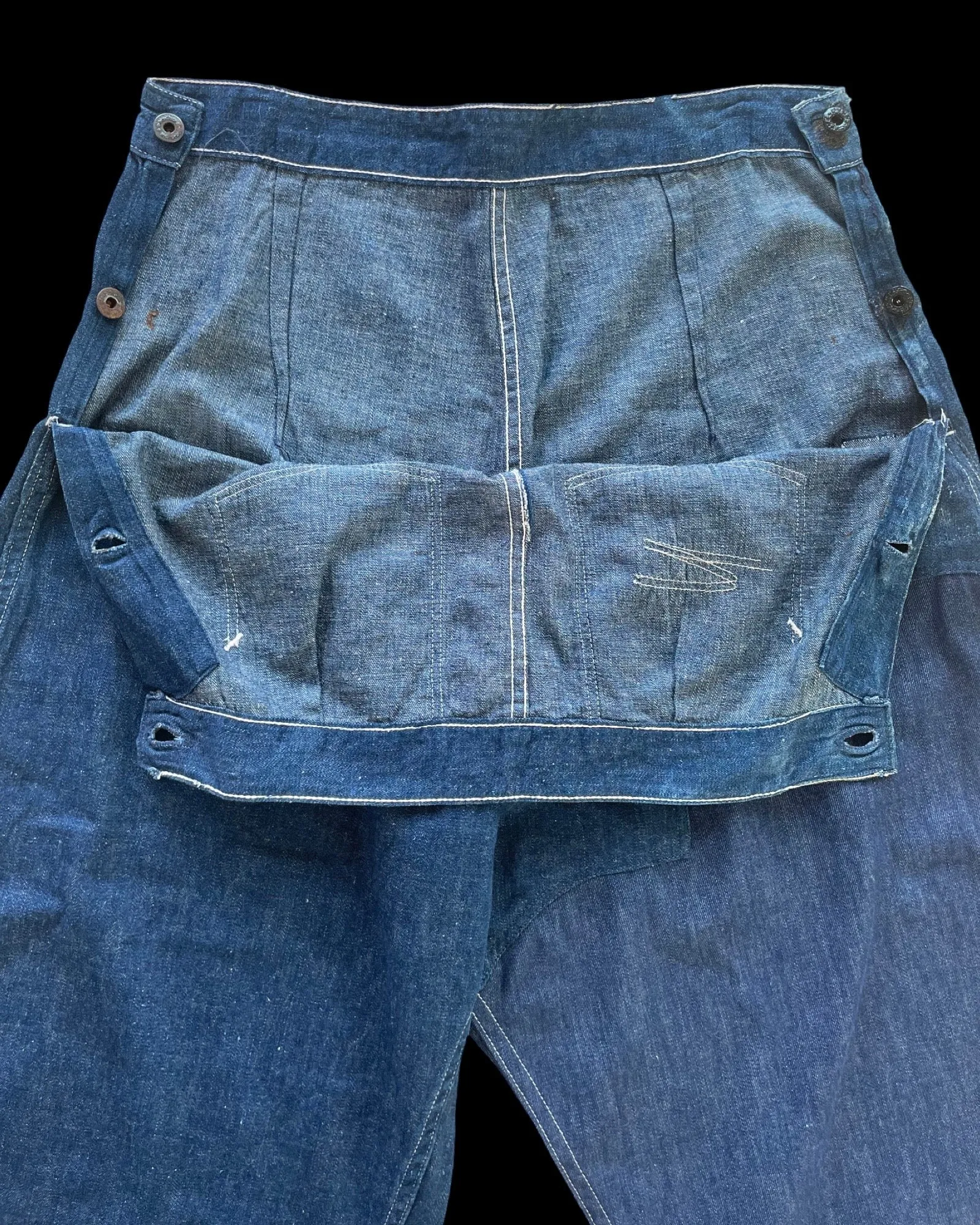 Rare WW2 Era 1940s Women’s Factory-Made Double Side Button Workwear Denim
