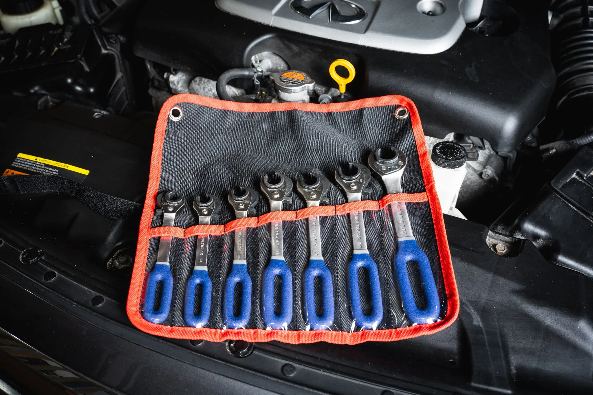 Ratcheting Open End Wrench Kit  | Metric & SAE |  7 Wrenches | 3/8", 10mm, 7/16 inch, 12mm, 1/2", 15mm, 5/8"