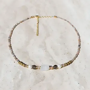 Raw Moonstone Vegan Pearl Necklace