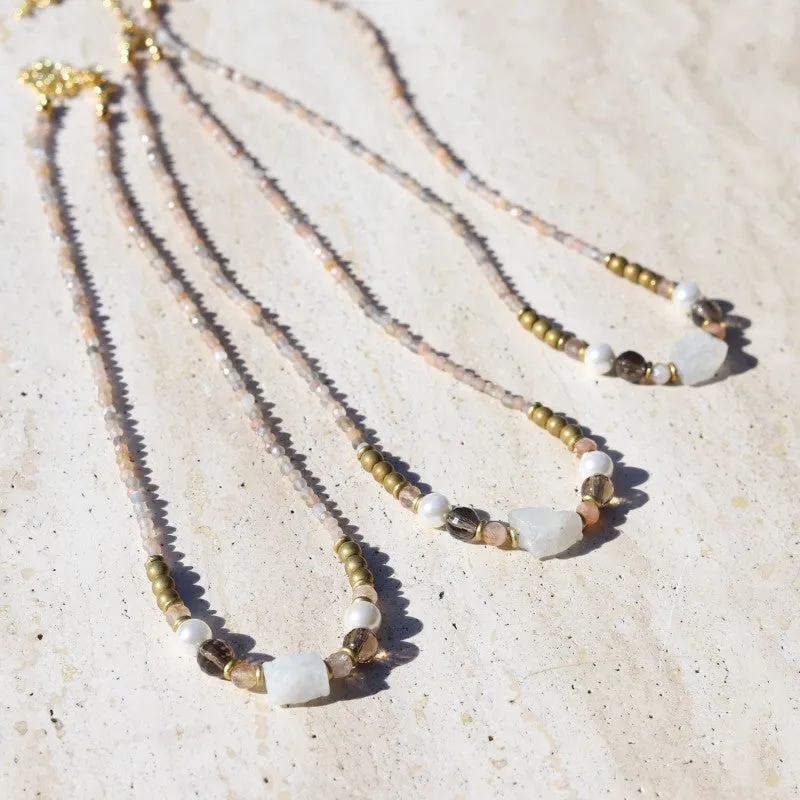Raw Moonstone Vegan Pearl Necklace