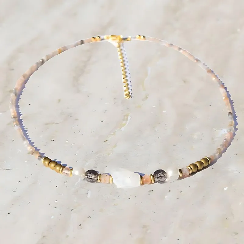 Raw Moonstone Vegan Pearl Necklace