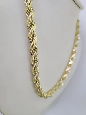 Real 10k Rope Chain Yellow Gold Necklace 8mm 18-28 Inch Mens 10kt