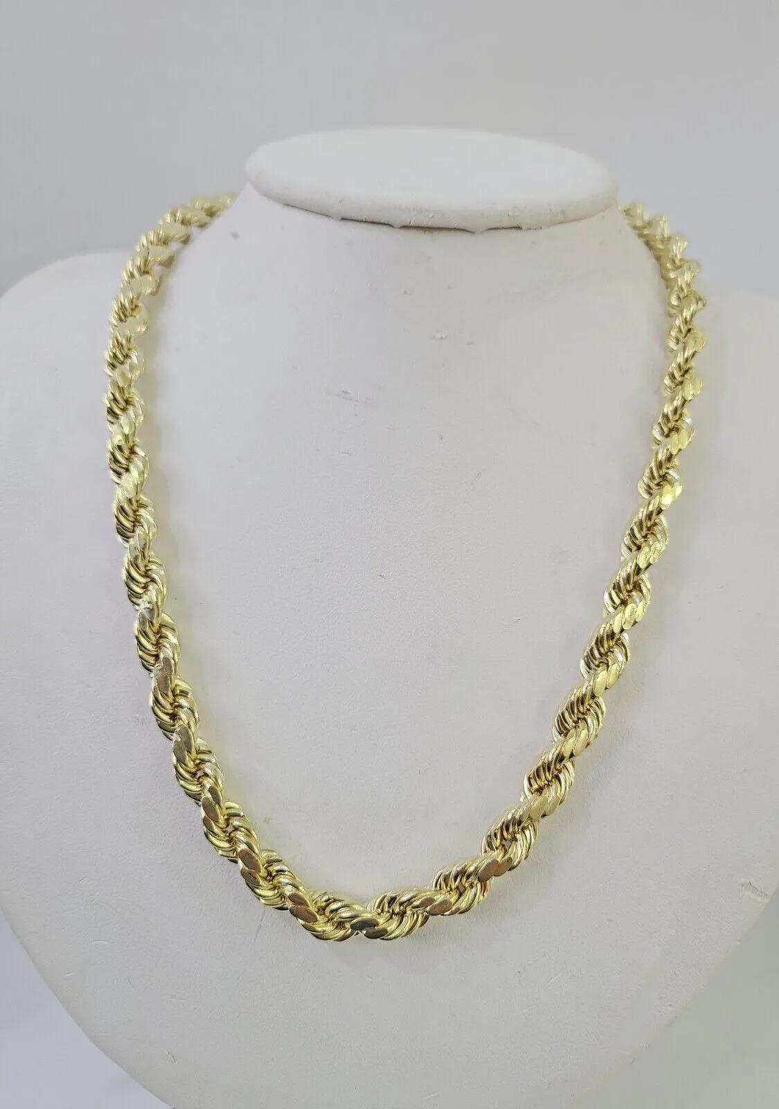 Real 10k Rope Chain Yellow Gold Necklace 8mm 18-28 Inch Mens 10kt