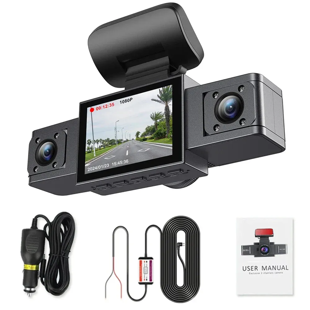 Rear View 3-Channel Dash Cam  - 24H Parking DVR