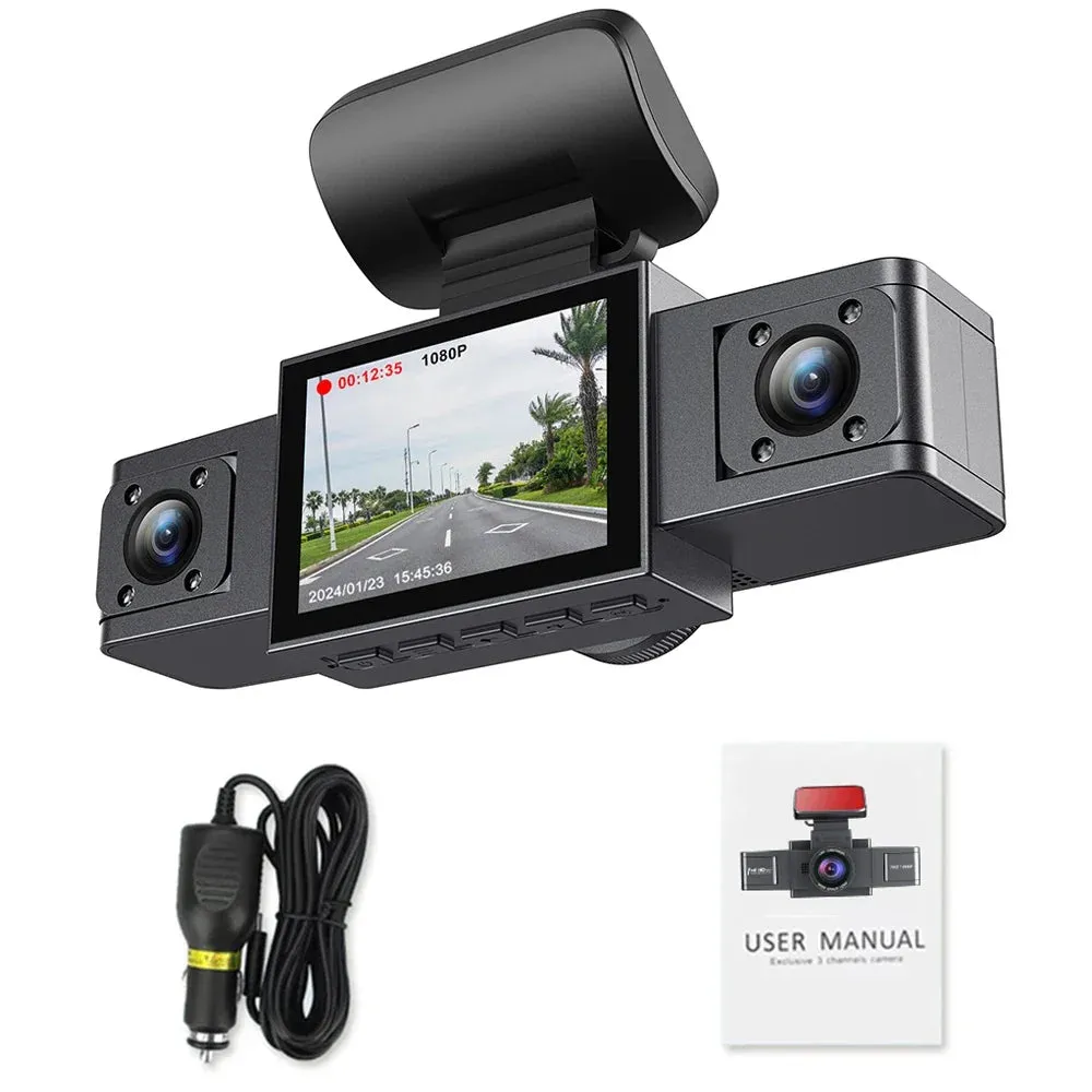 Rear View 3-Channel Dash Cam  - 24H Parking DVR