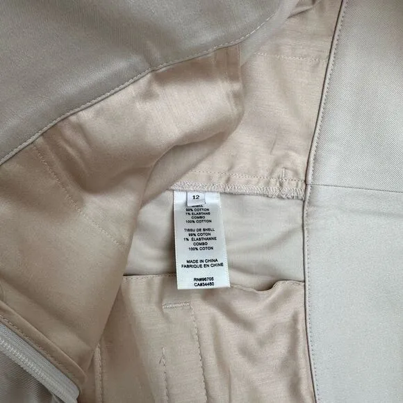 Rebecca Taylor Beige Cotton Pleated Shorts High Waist Pockets Wide Leg Trench 12