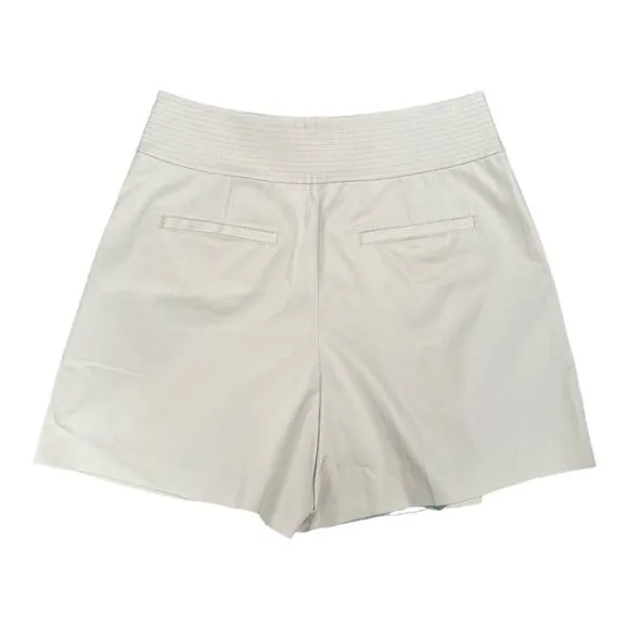 Rebecca Taylor Beige Cotton Pleated Shorts High Waist Pockets Wide Leg Trench 12
