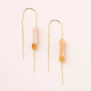 Rectangle Stone Earrings- Rose Quartz/Amber/Gold